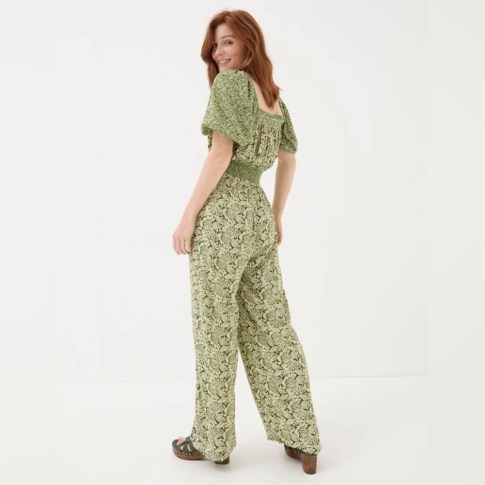Fat Face green damask jumpsuit LARGE - Picture 2 of 6